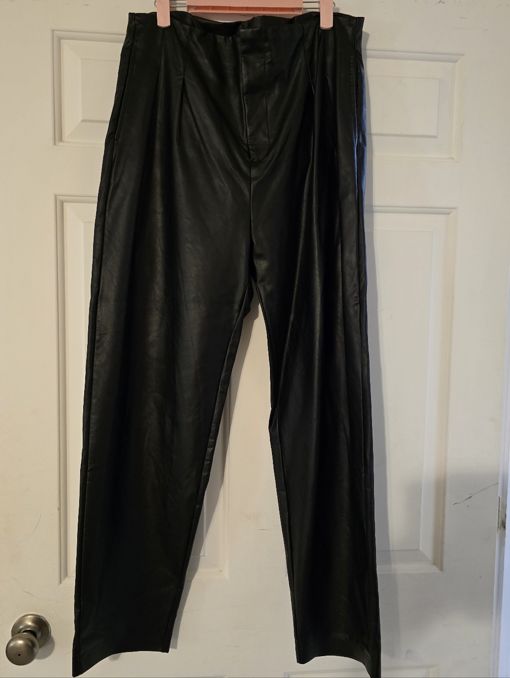 Shinestar Black Faux Leather Womens Pants